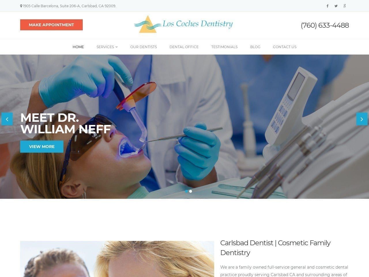 Los Coches Dentist Website Screenshot from loscochesdentistry.com