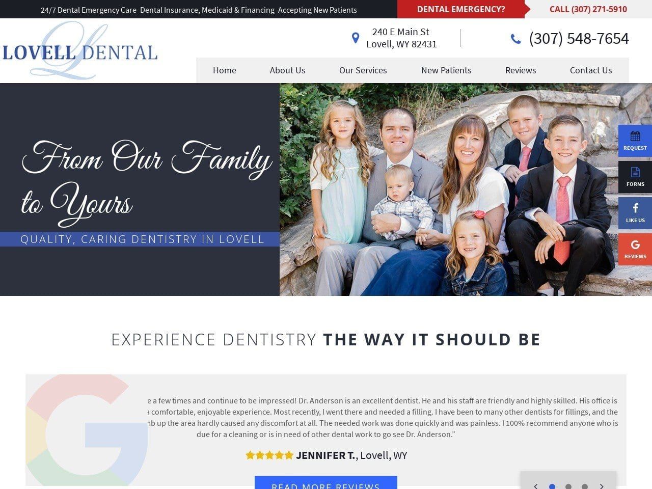 Lovell Dental Website Screenshot from lovelldental.com