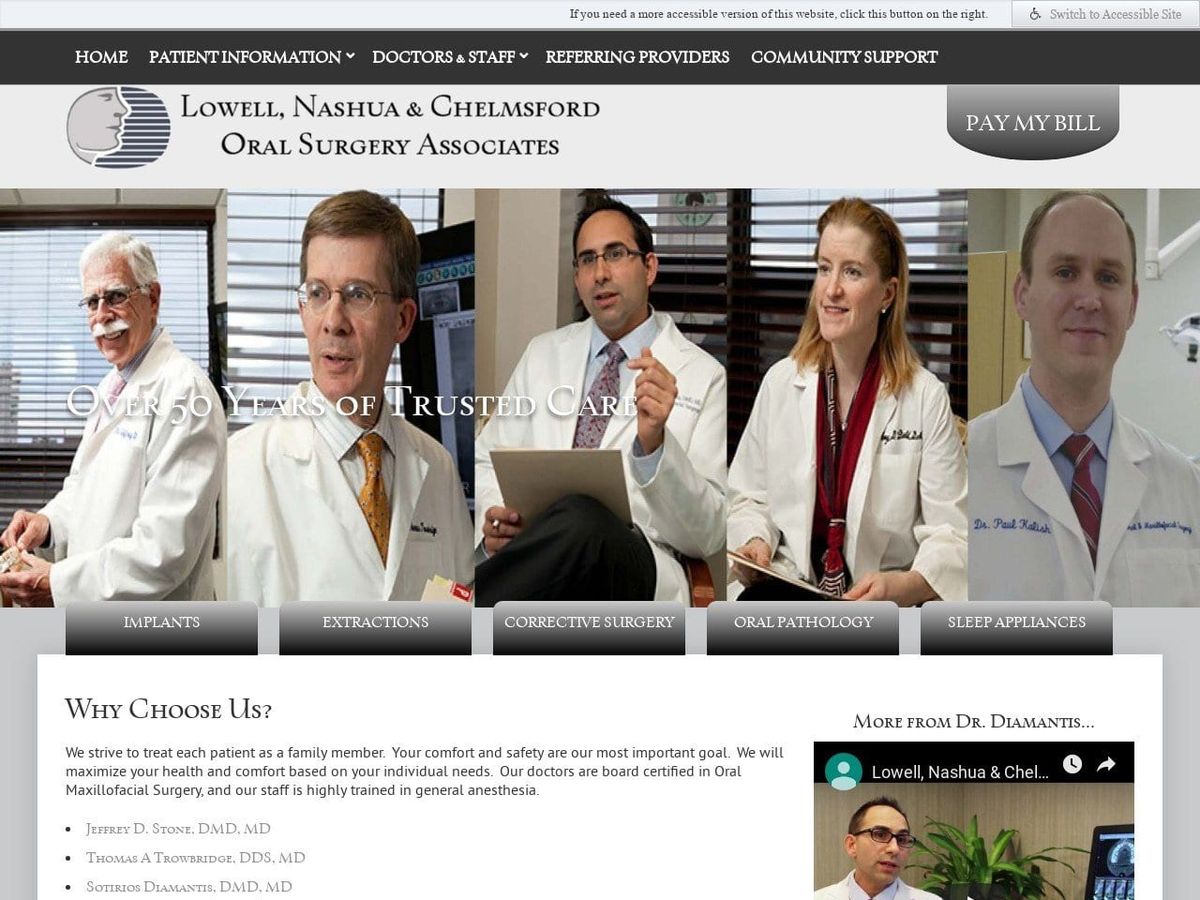 Nashua Oral Surgery Associates Website Screenshot from lowelloralsurgery.com