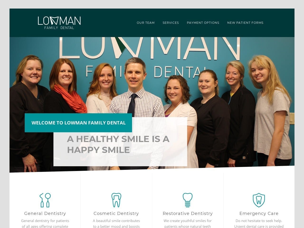 Lowman Family Dental Website Screenshot from lowmanfamilydental.com