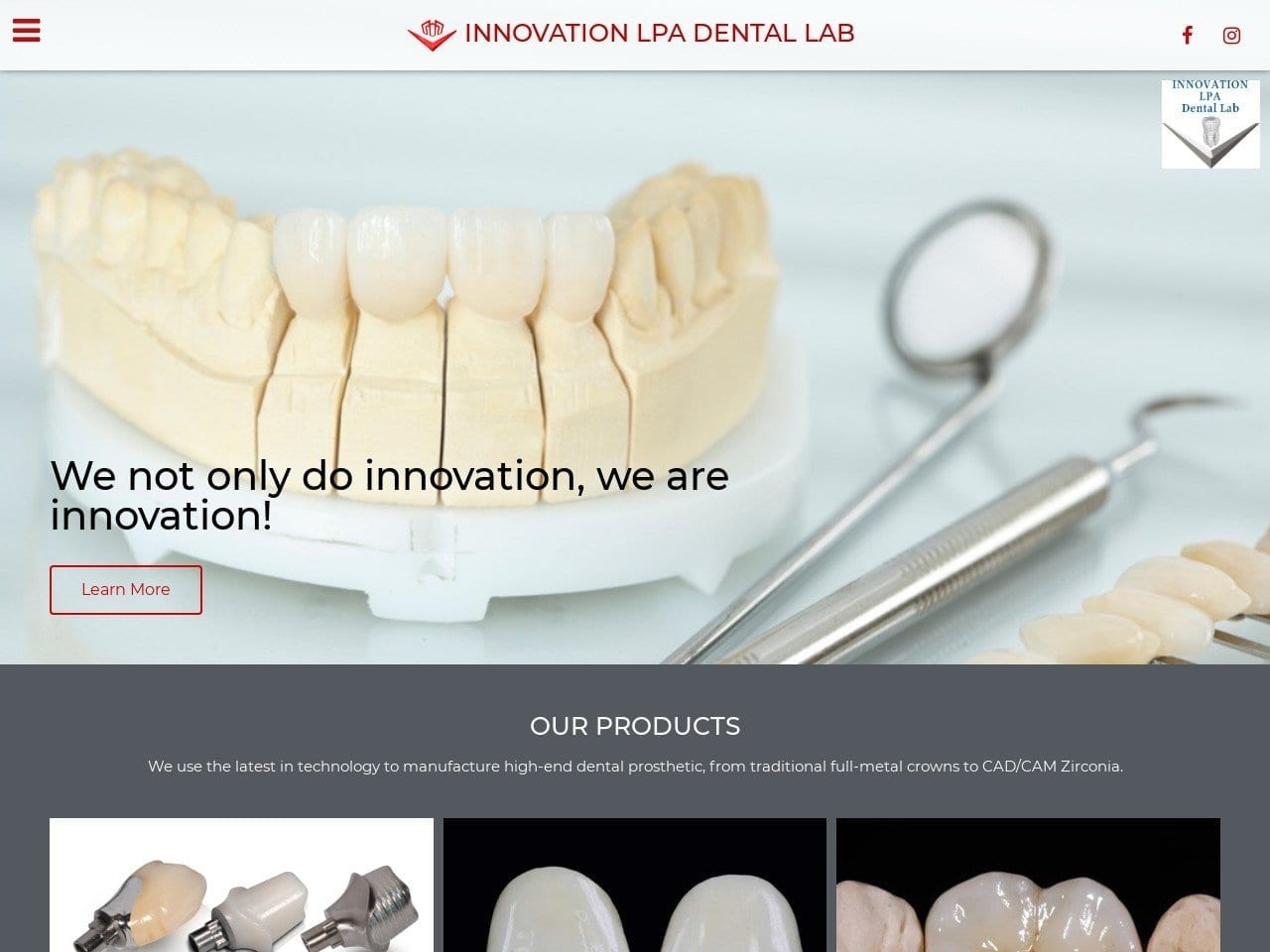 LPA Dental Lab Website Screenshot from lpainnovation.com