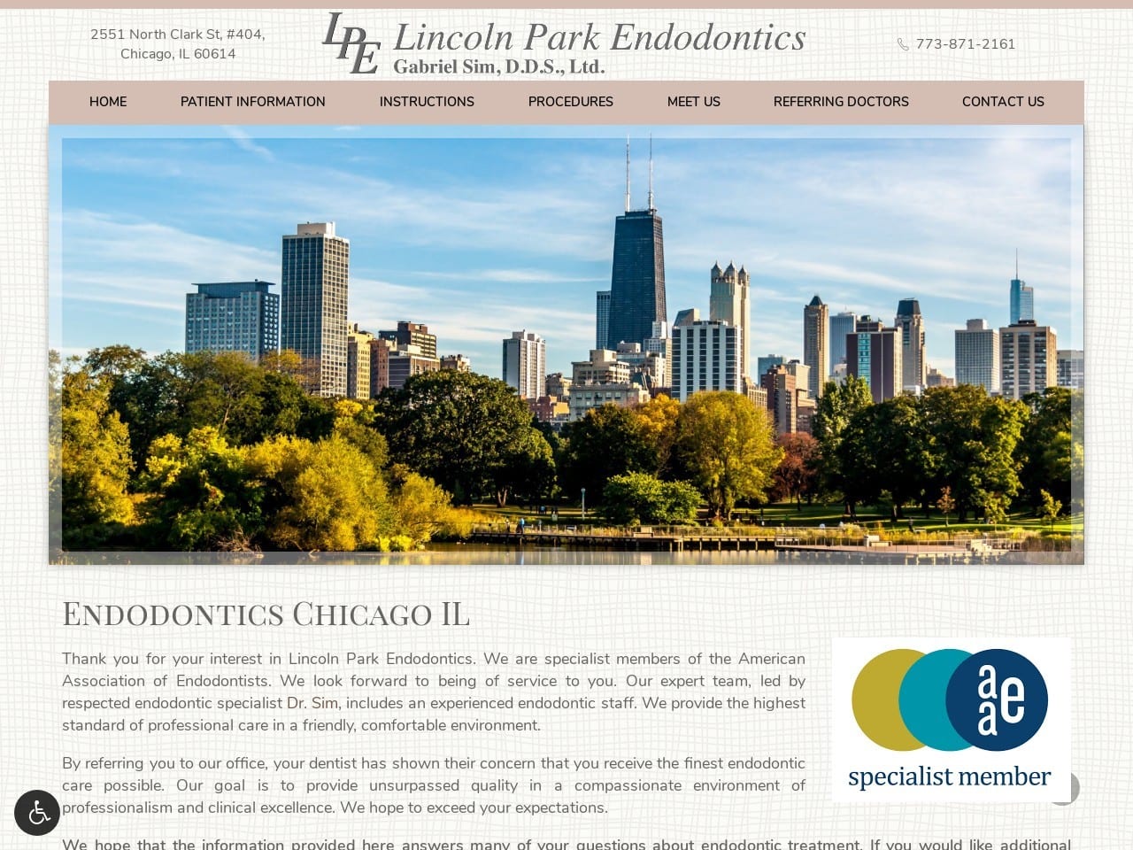 Lincoln Park Endodontics Website Screenshot from lpendo.com