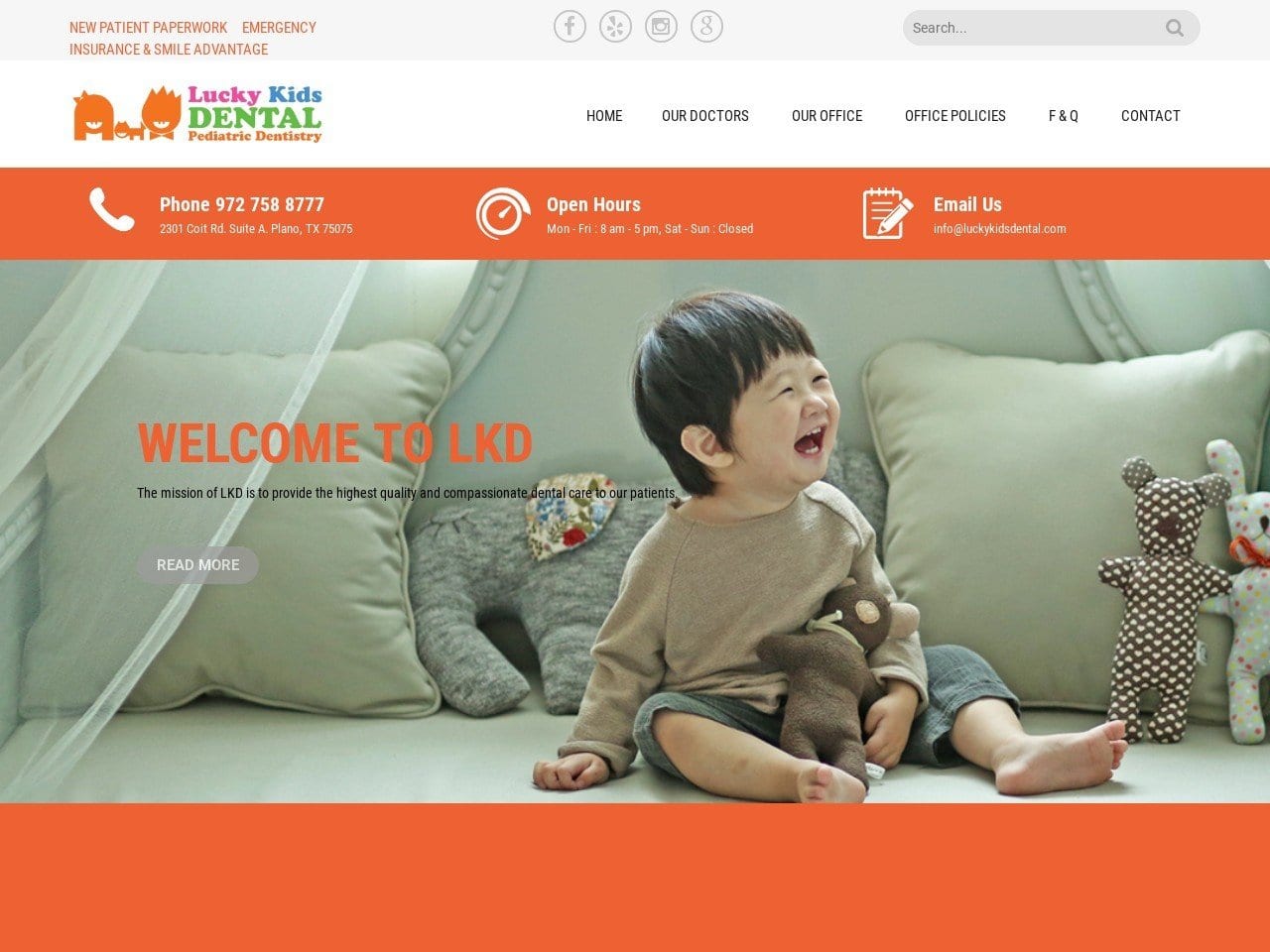 Lucky Kids Dental Pc Website Screenshot from luckykidsdental.com