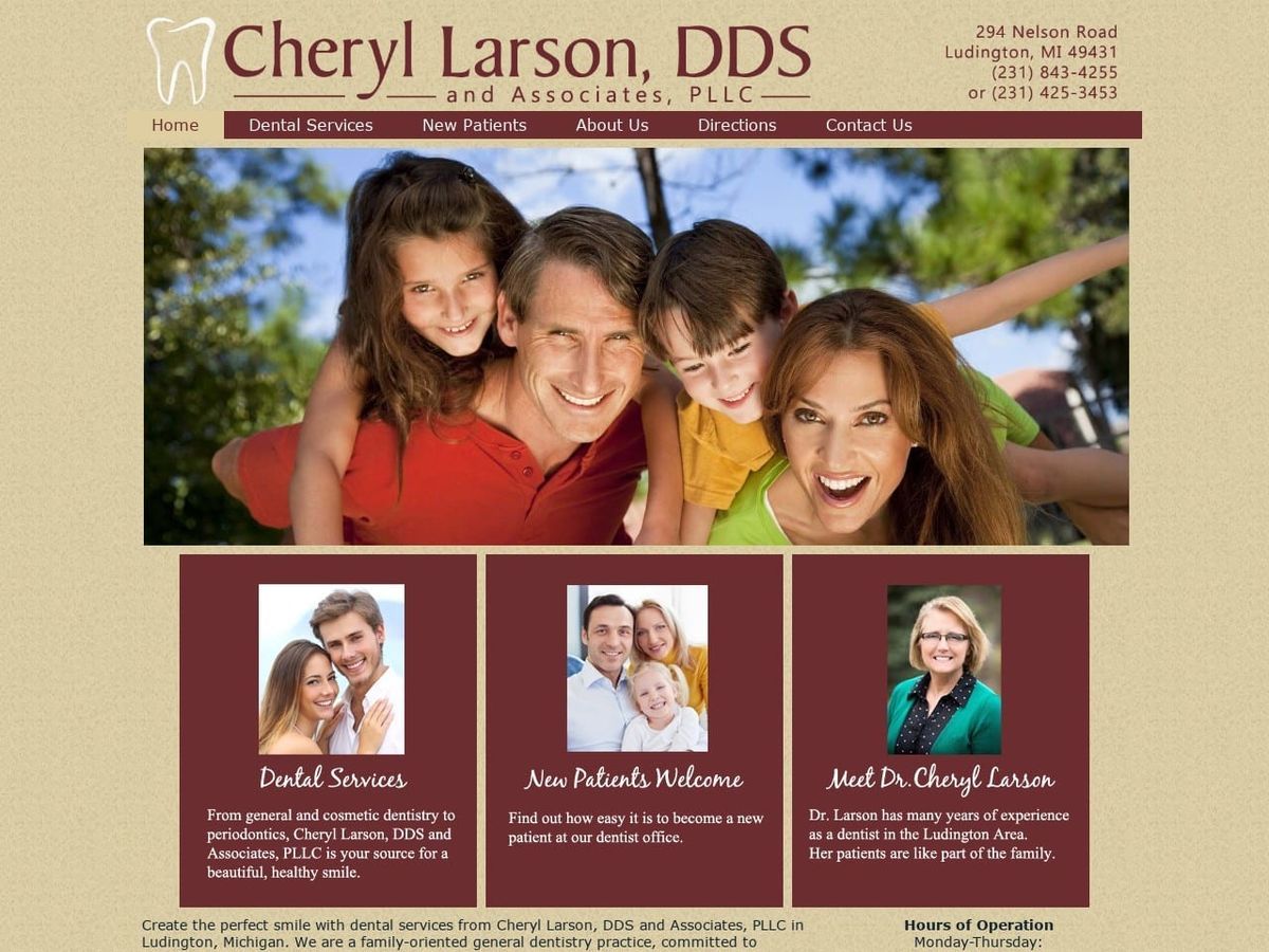 Larson Cheryl DDS Website Screenshot from ludingtondentist.net