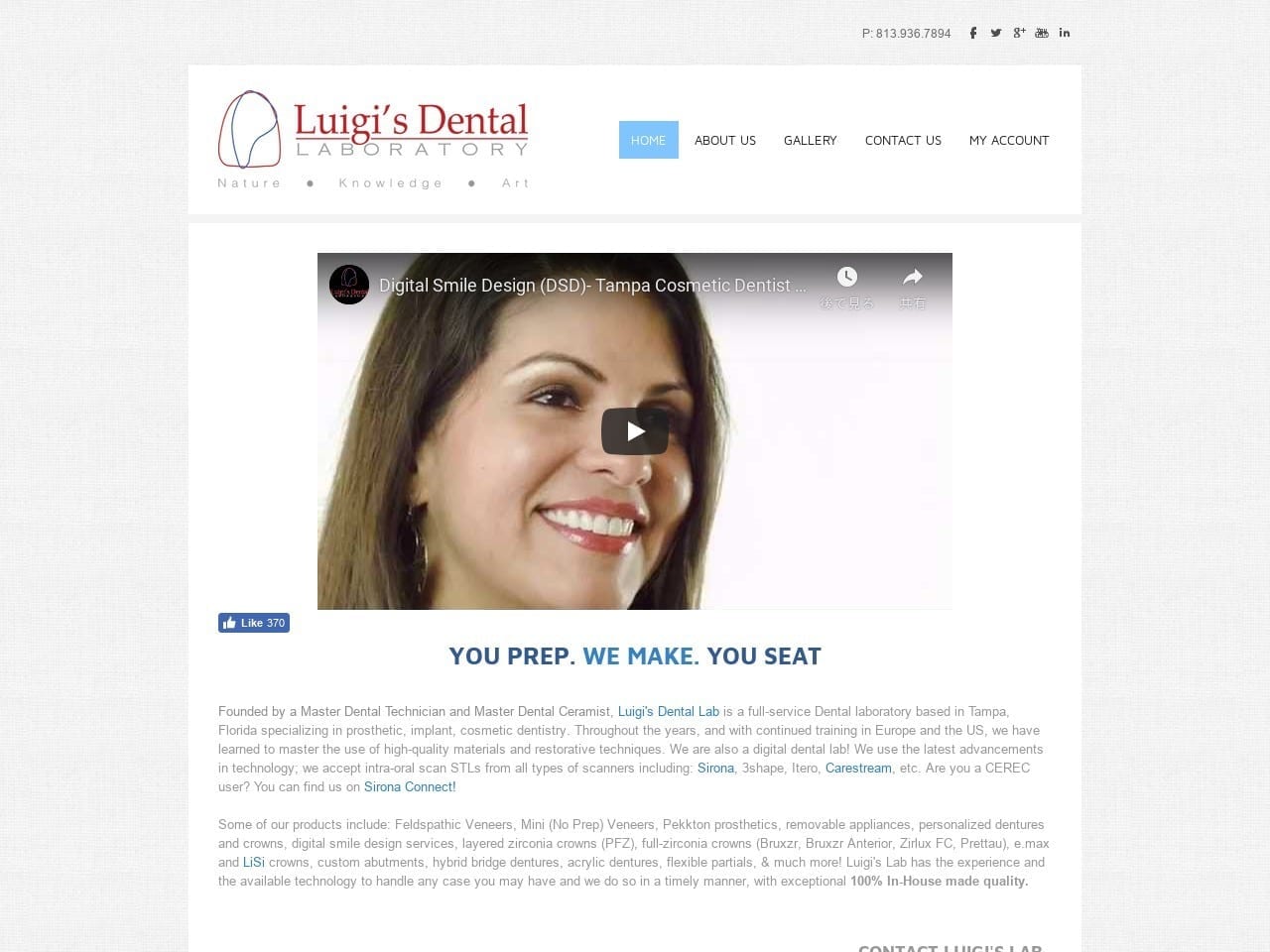 Luigis Dental Lab Website Screenshot from luigislab.com