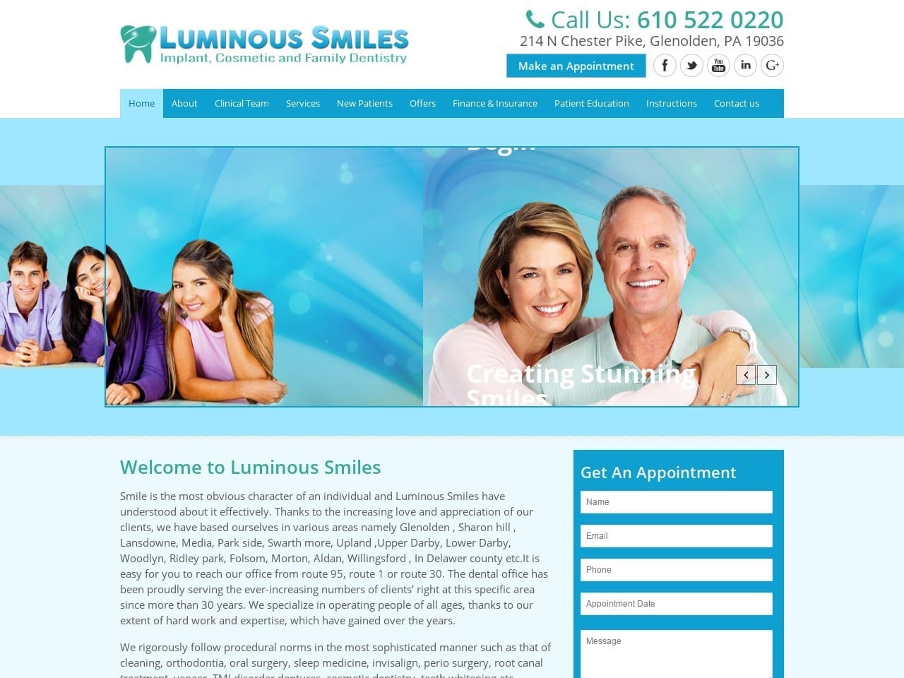 Luminous Smiles Website Screenshot from luminousdentistry.com