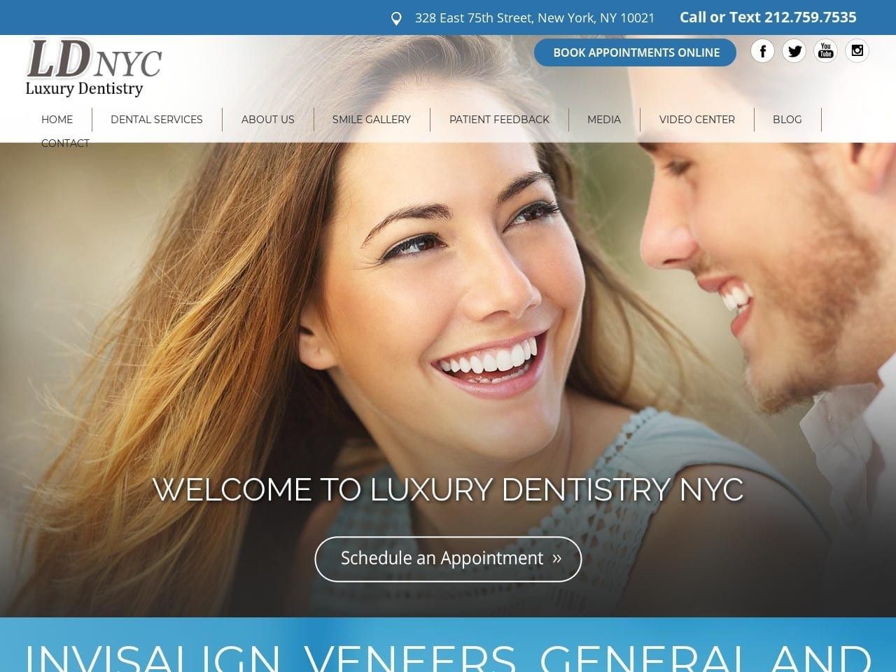 Luxury Dentistry NYC Website Screenshot from luxurydentistrynyc.com