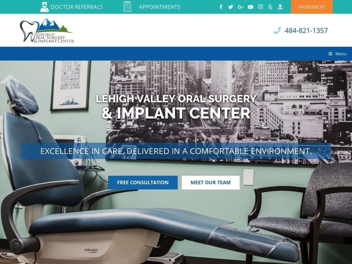Lehigh Valley Oral Surgery and Implant Center Website Screenshot from lvoralsurgery.com