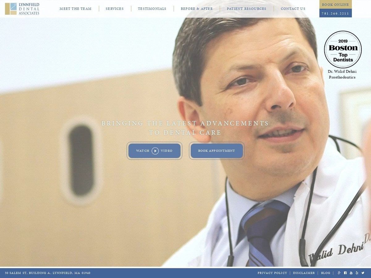 Lynnfield Dental Associates Website Screenshot from lynnfielddental.com