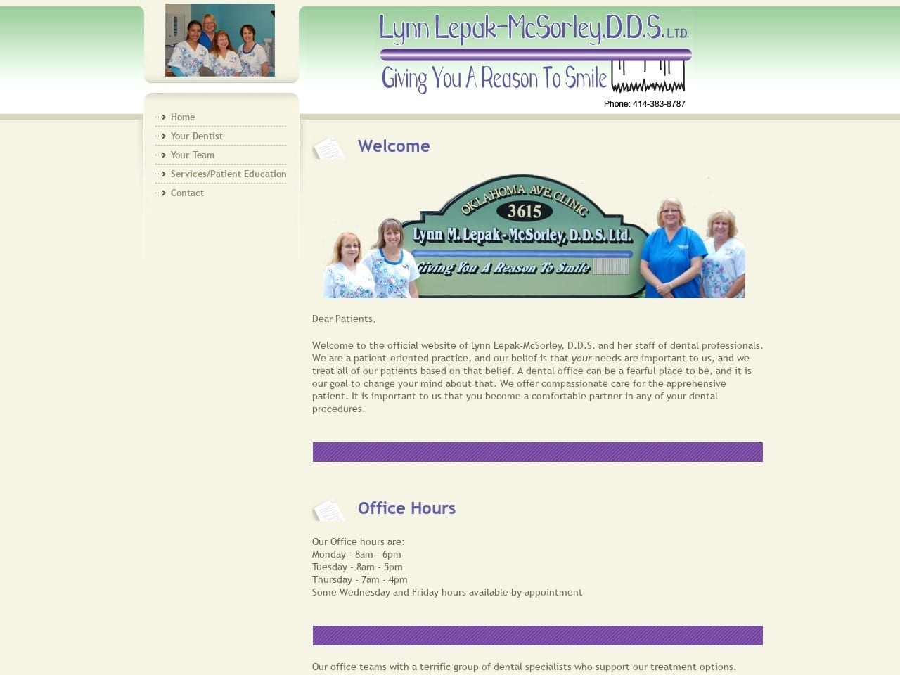 Lepak Website Screenshot from lynnlepakmcsorleydds.com