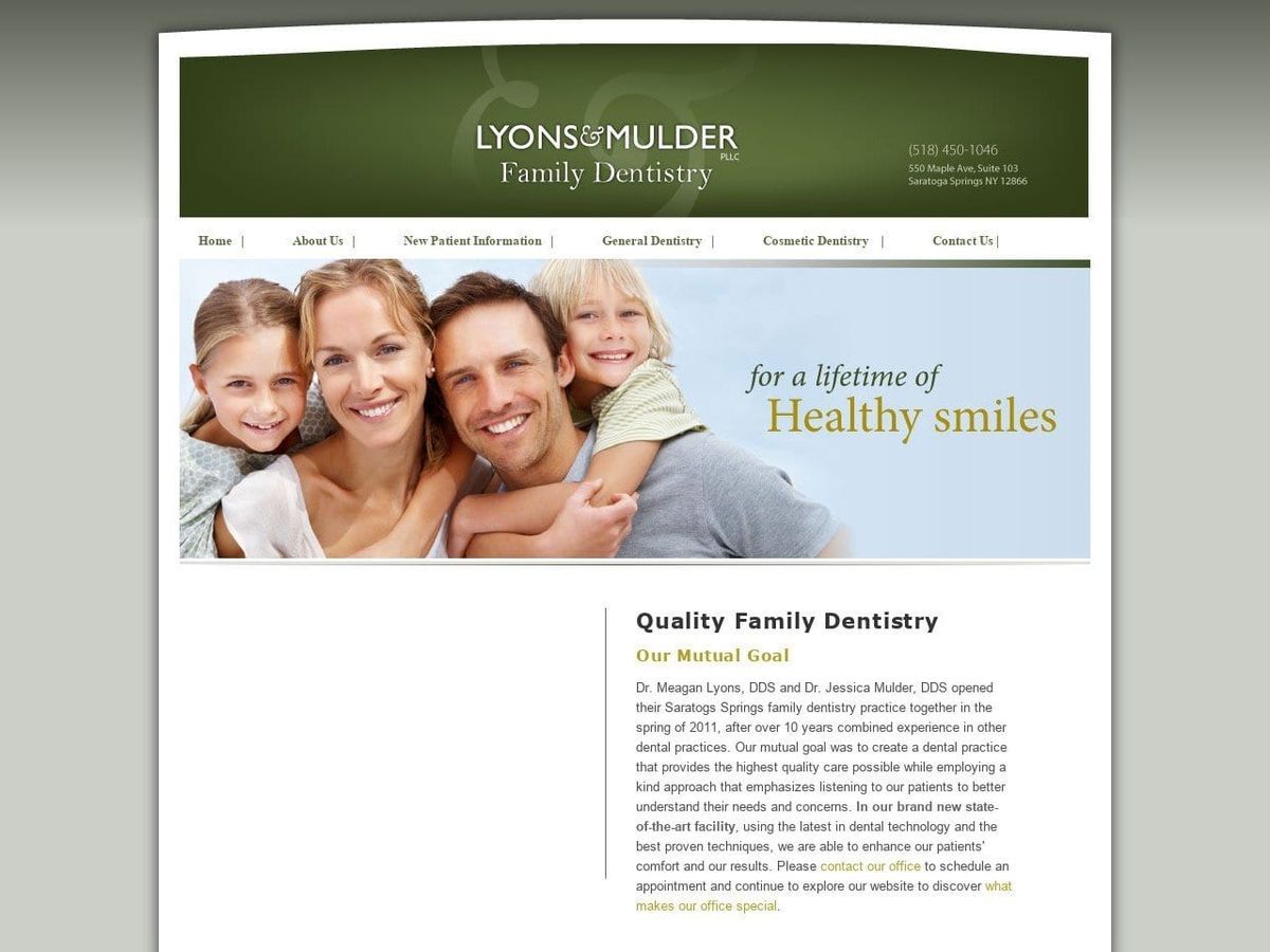 Lyons Dentist Website Screenshot from lyonsandmulder.com