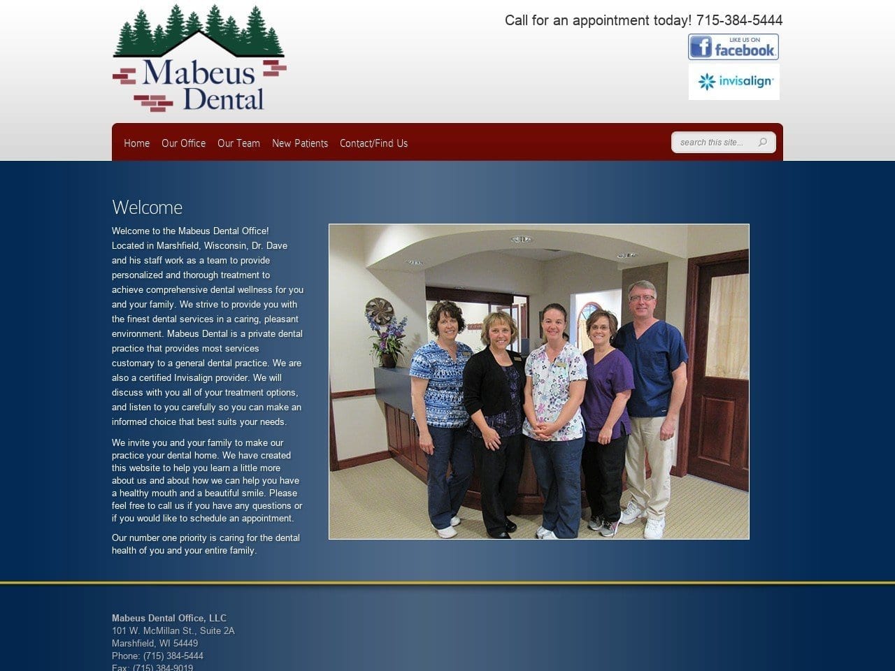 Mabeus Dental Office Website Screenshot from mabeusdental.com