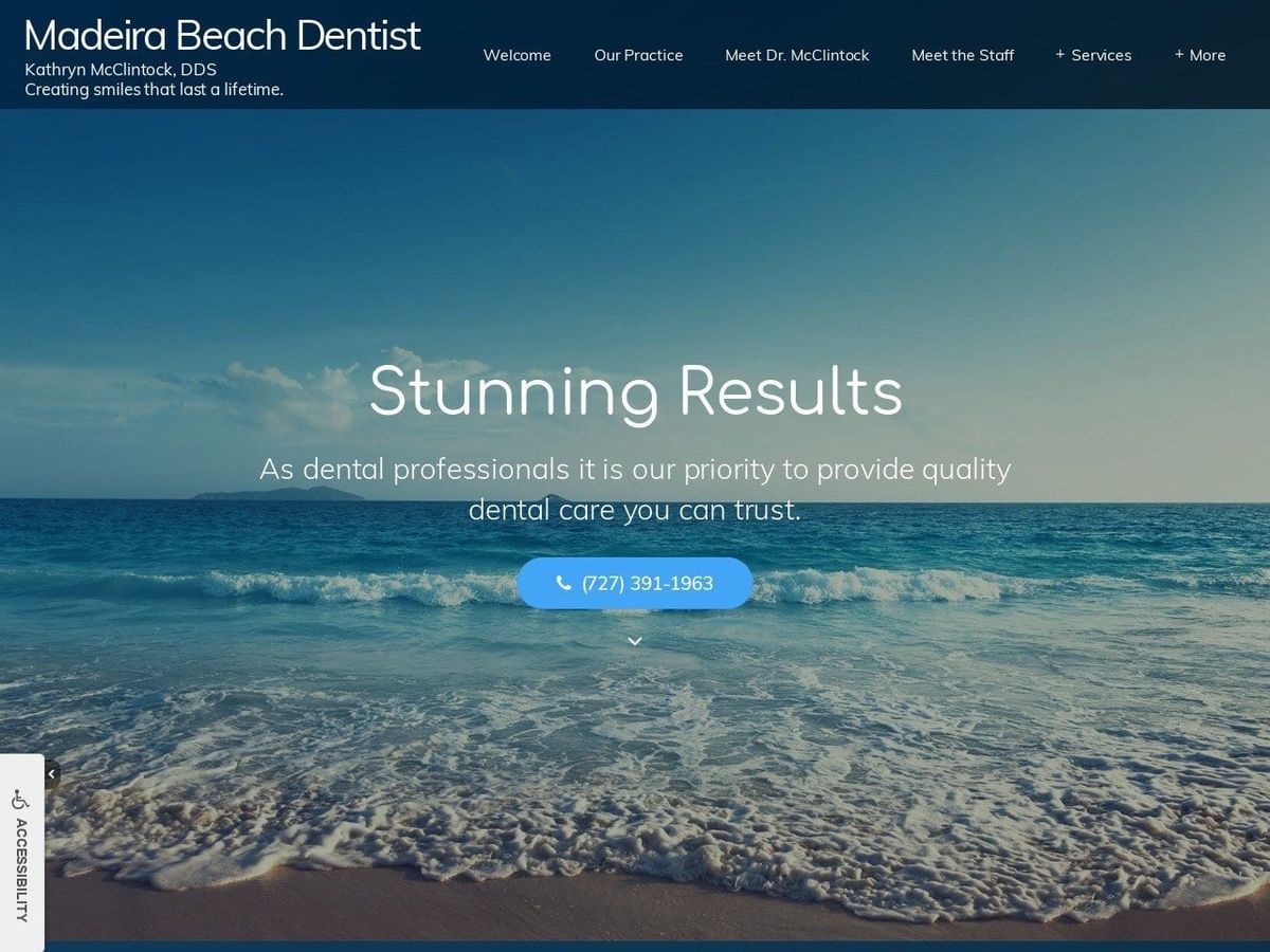 Dr. Kathryn C. Mcclintock DDS Website Screenshot from madeirabeachdentist.com