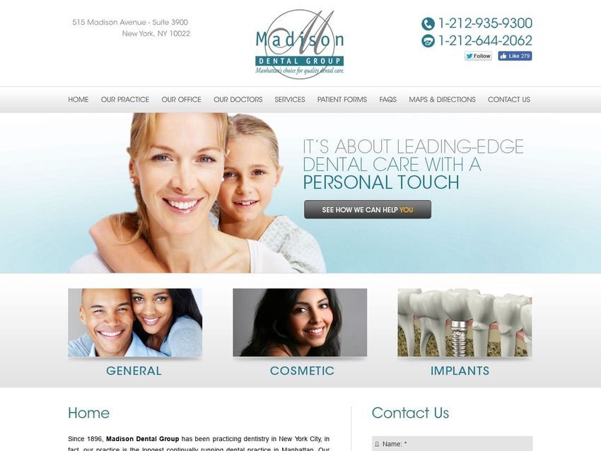 Madison Dental Group PC Reskakis George D DDS Website Screenshot from madisondental.com