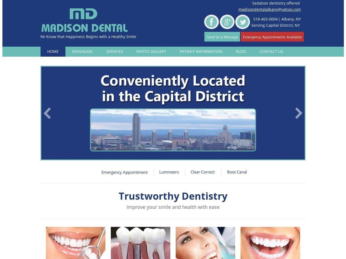 Madison Dental Website Screenshot from madisondentalalbany.com