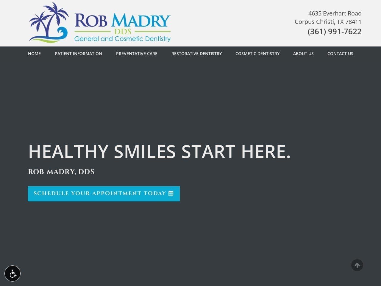Robert W. Madry III DDS Website Screenshot from madrydental.com