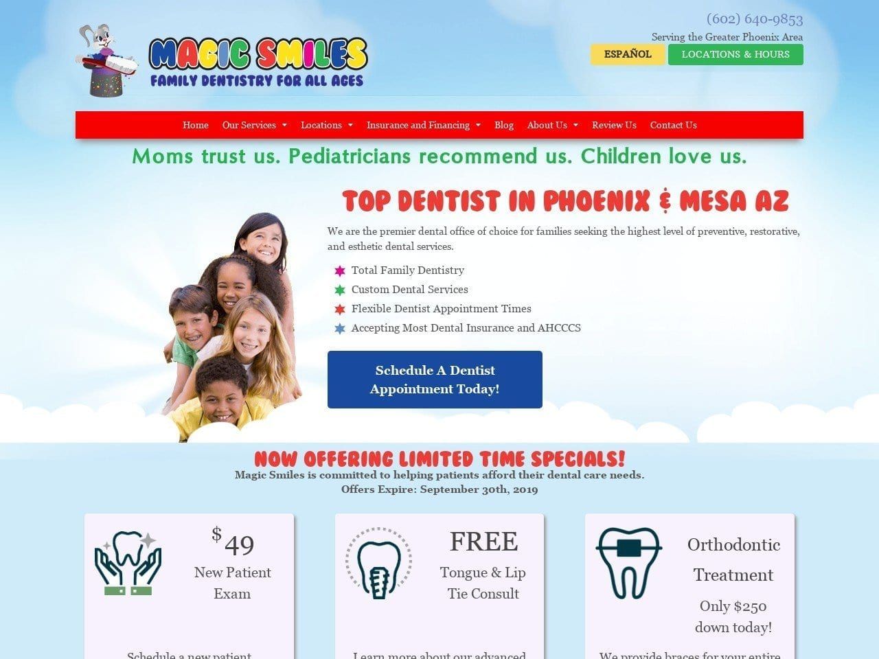Magic Smiles Dental Care Website Screenshot from magicsmiles.org