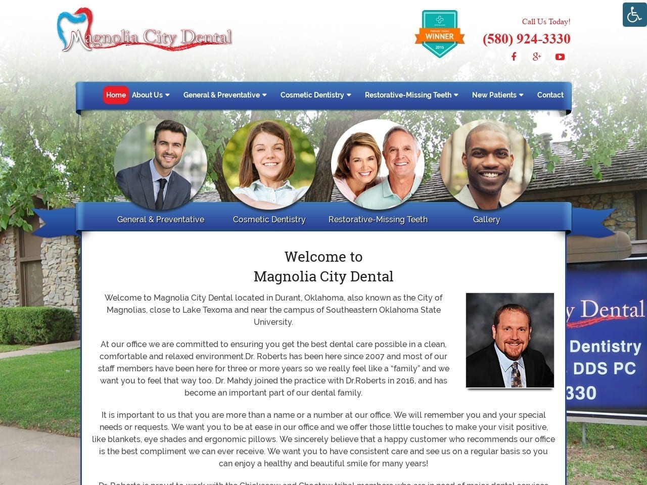 Roberts Family Dentist Website Screenshot from magnoliacitydental.com