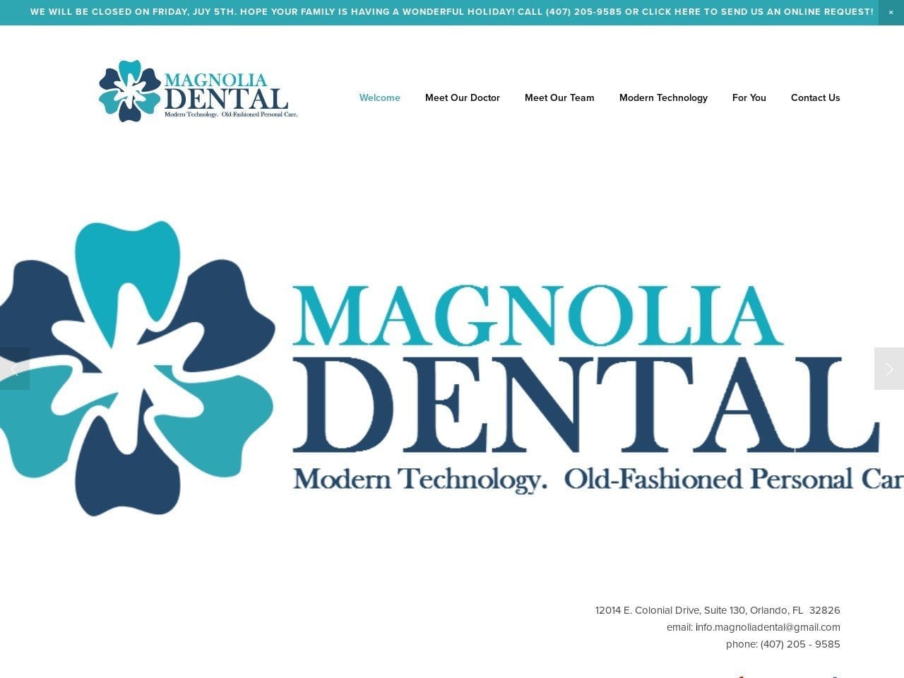 Magnolia Dental Website Screenshot from magnoliadentalfl.com