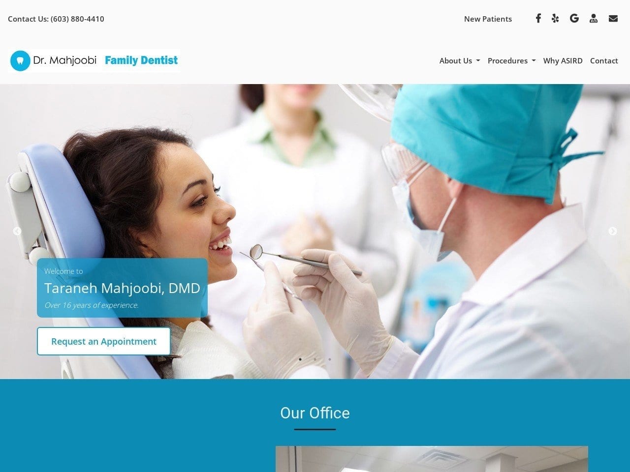 Mahjoobi Family Dentist Website Screenshot from mahjoobifamilydentist.com