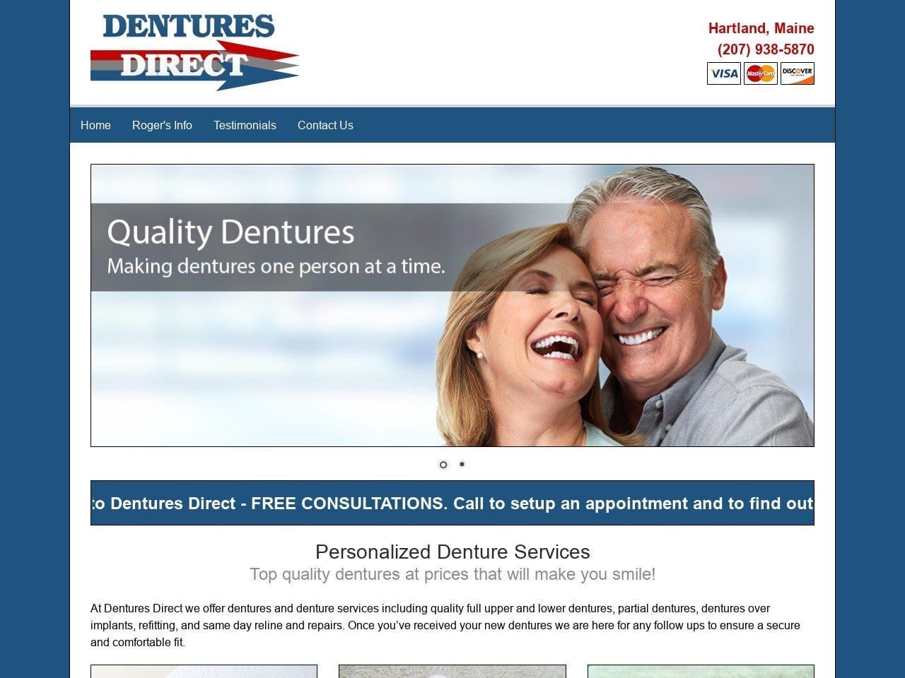 Dentures Direct Website Screenshot from mainedenturesdirect.com