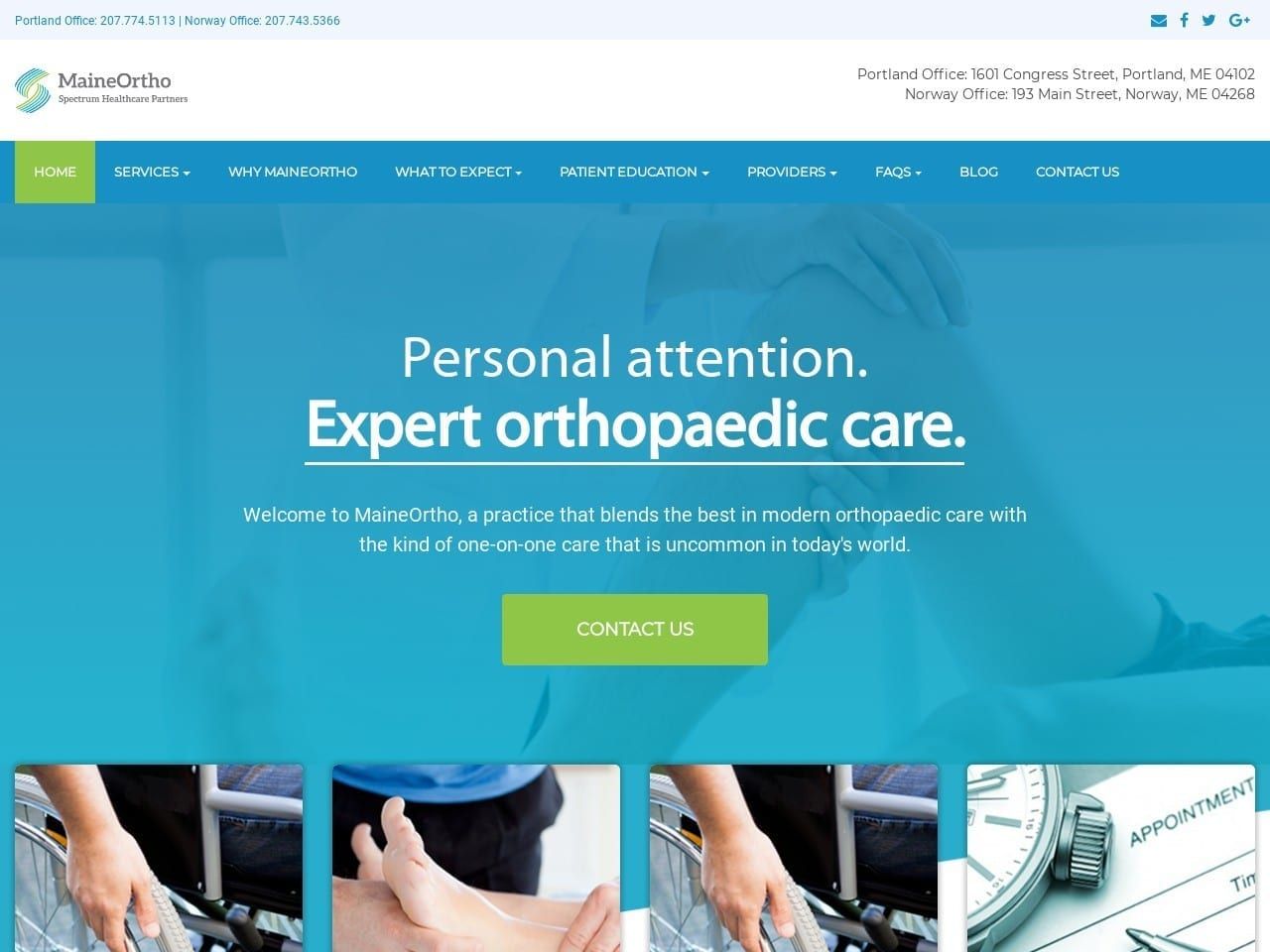 Maine Orthopaedic Center PA Hanley Sean T MD Website Screenshot from maineortho.com