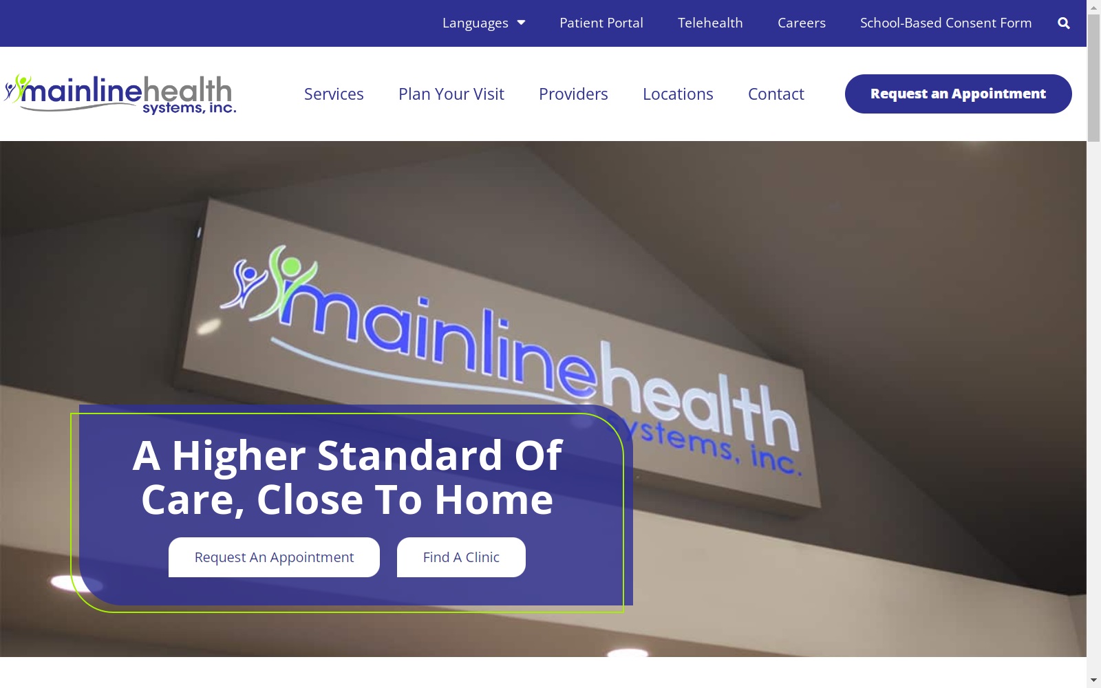 mainlinehealth.net screenshot