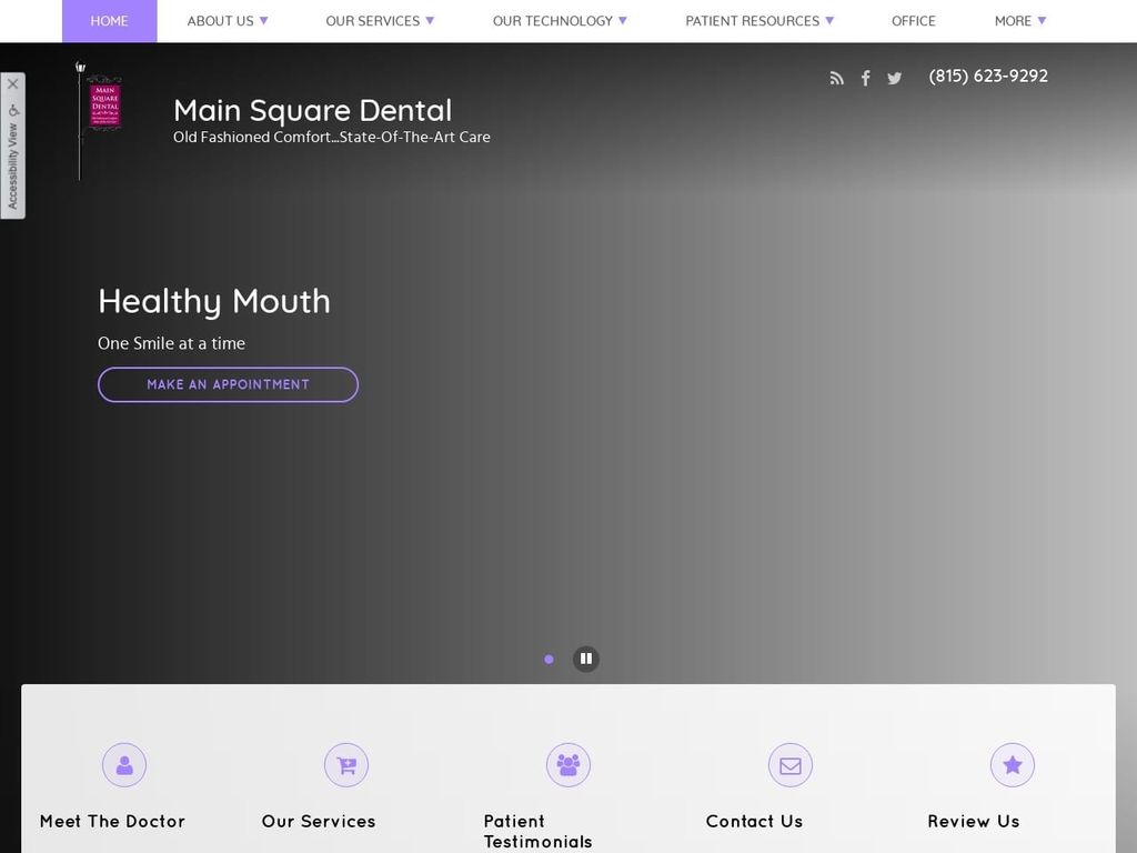 Main Square Dental Website Screenshot from mainsquaredental.com