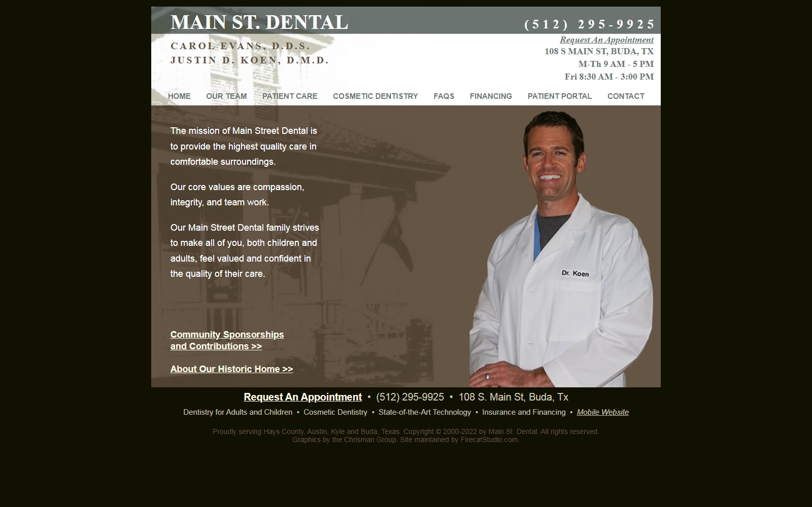 mainstdental.com screenshot