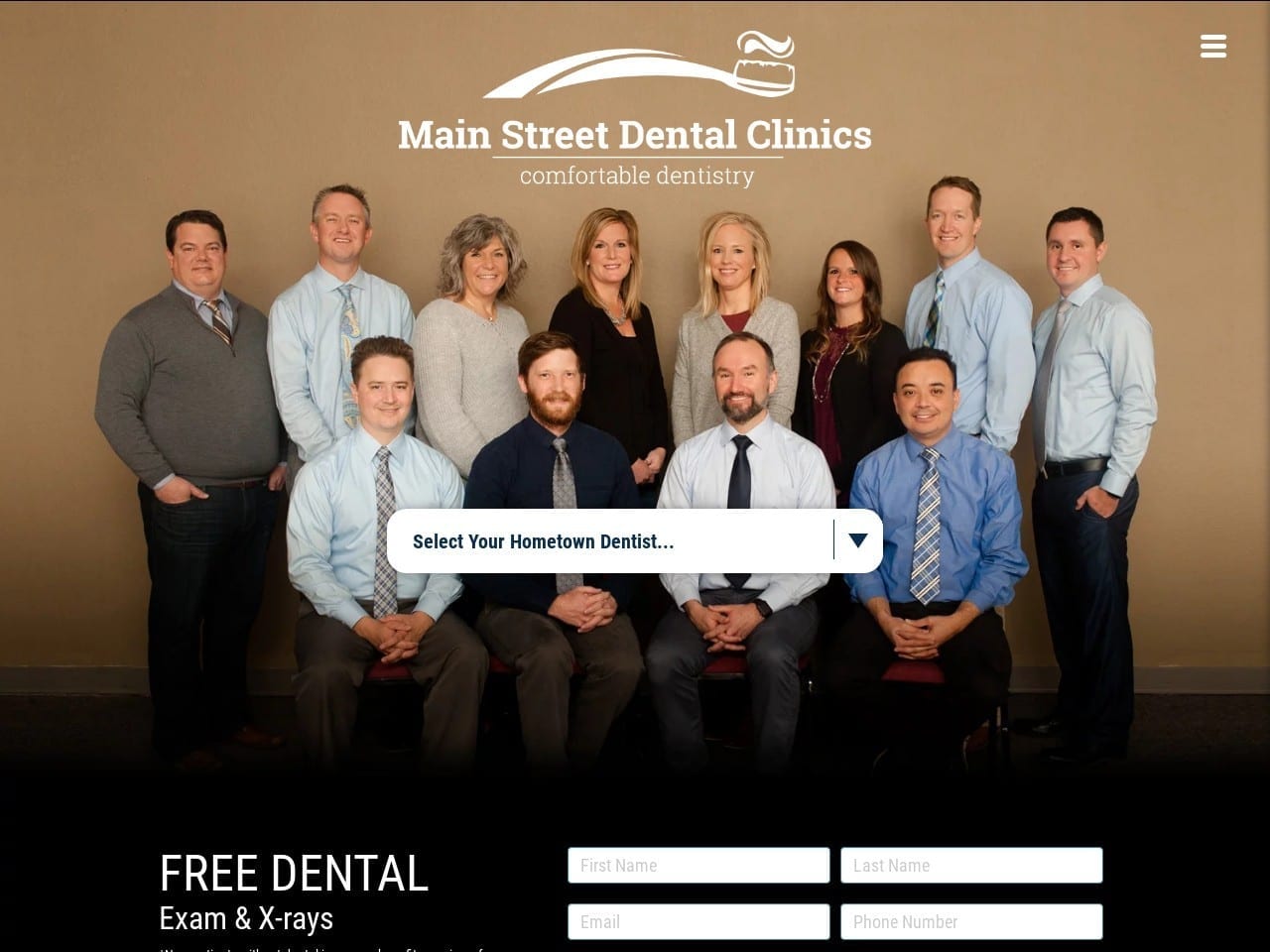 Main Street Dental Clinics Website Screenshot from mainstreetdentalclinics.com