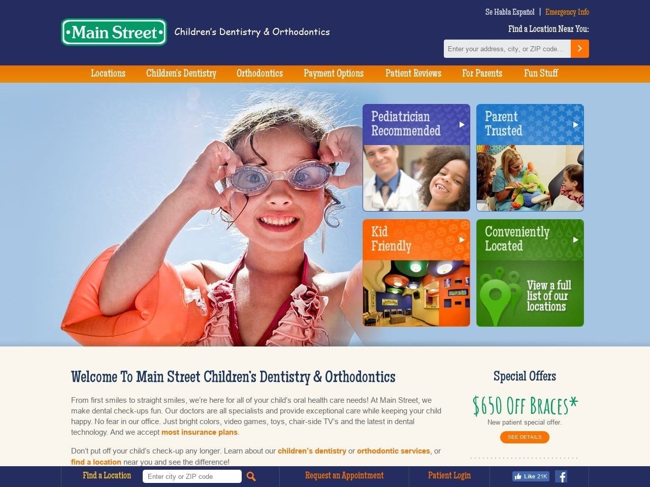 Main Street Childrens Prieto Hector DDS Website Screenshot from mainstreetsmiles.com