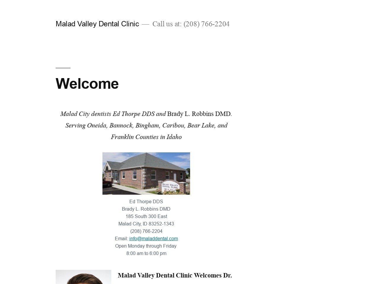 Malad Valley Dental Clinic Website Screenshot from maladdental.com