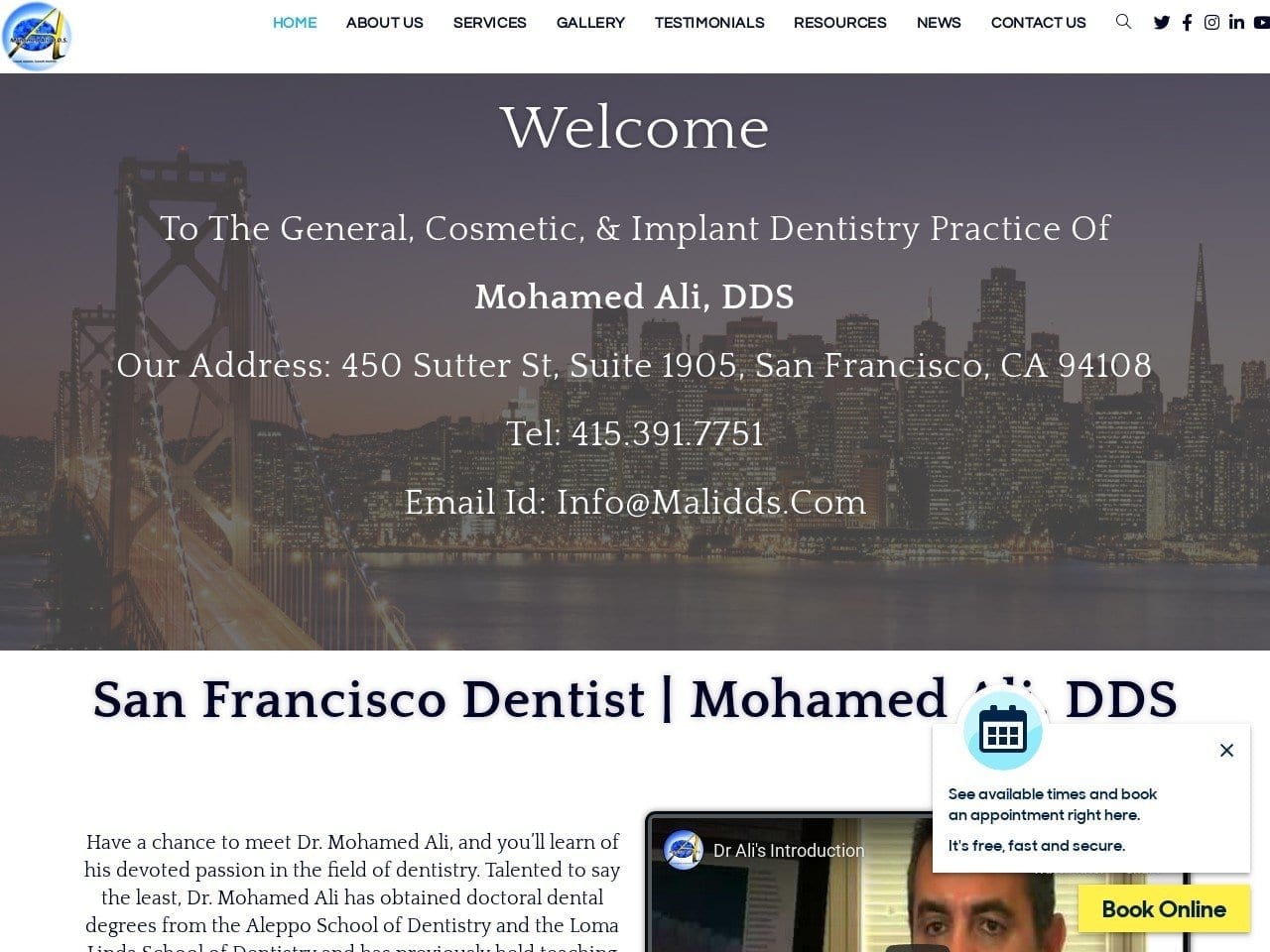 Dr. Mohamed Ali D.D.S Website Screenshot from malidds.com