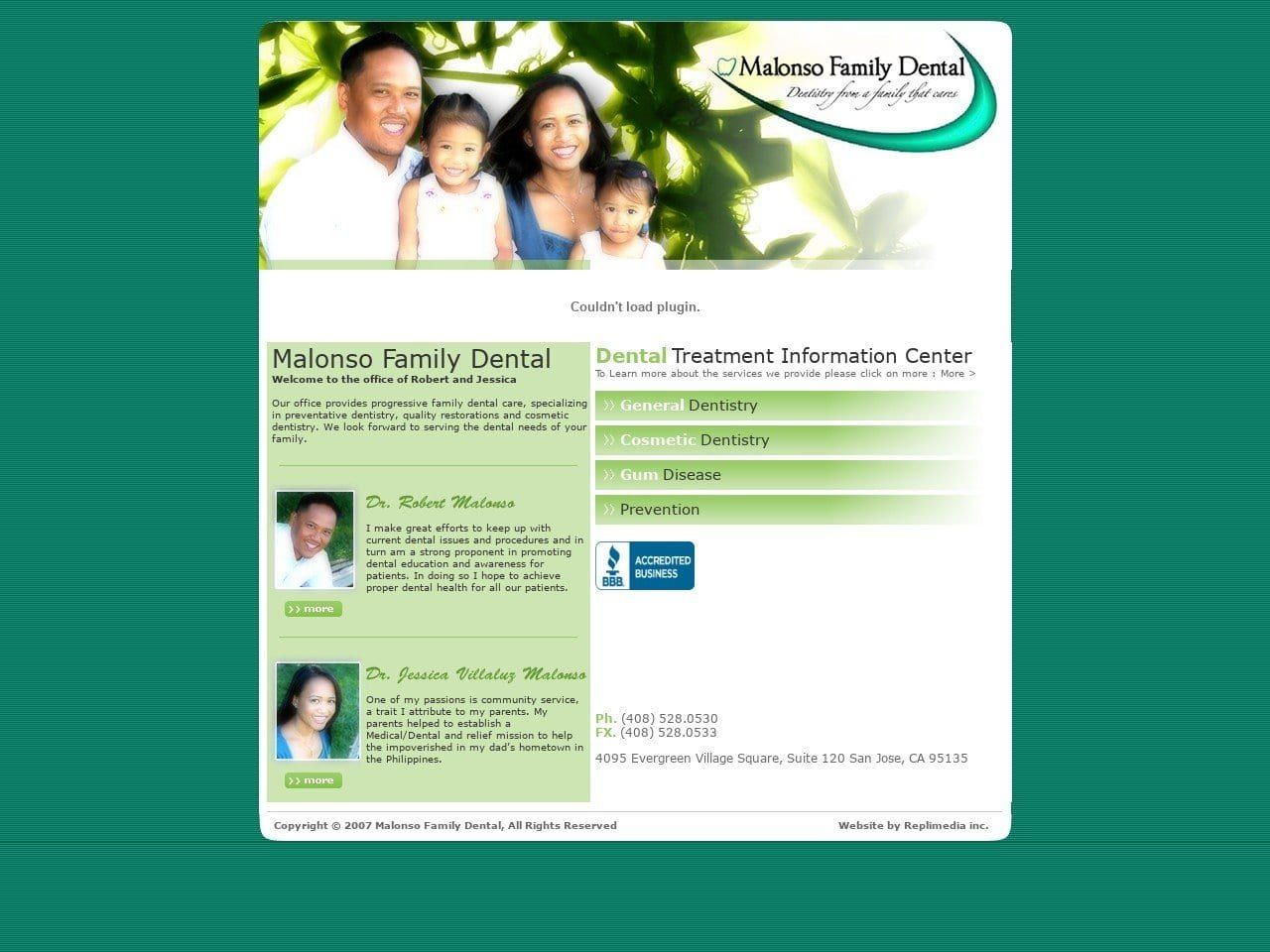 Malonso Dental Website Screenshot from malonsodental.com