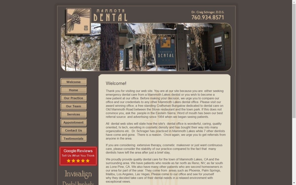 mammothdental.com screenshot