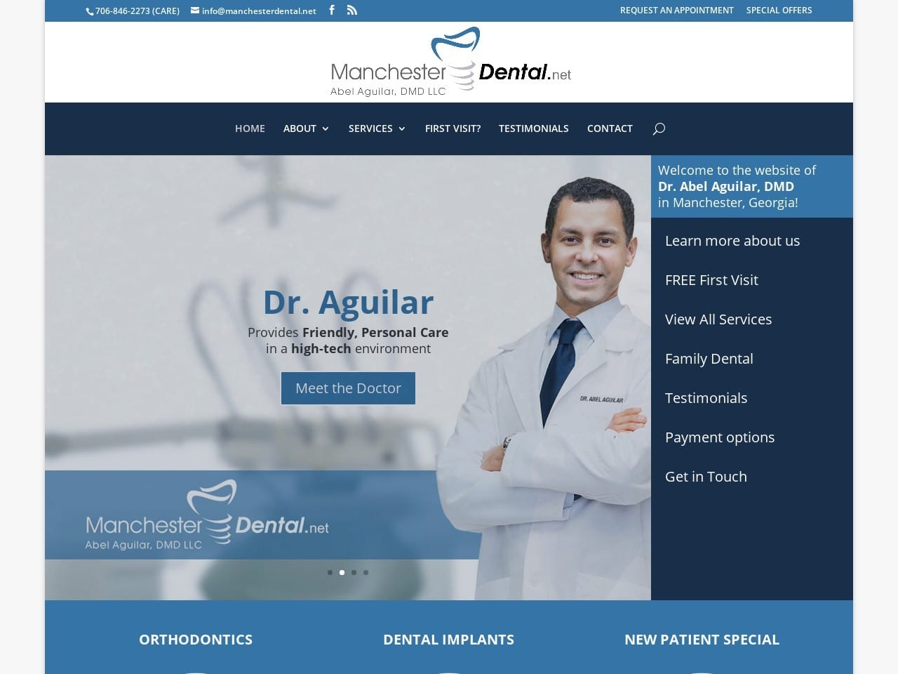 Manchester Dental Website Screenshot from manchesterdental.net