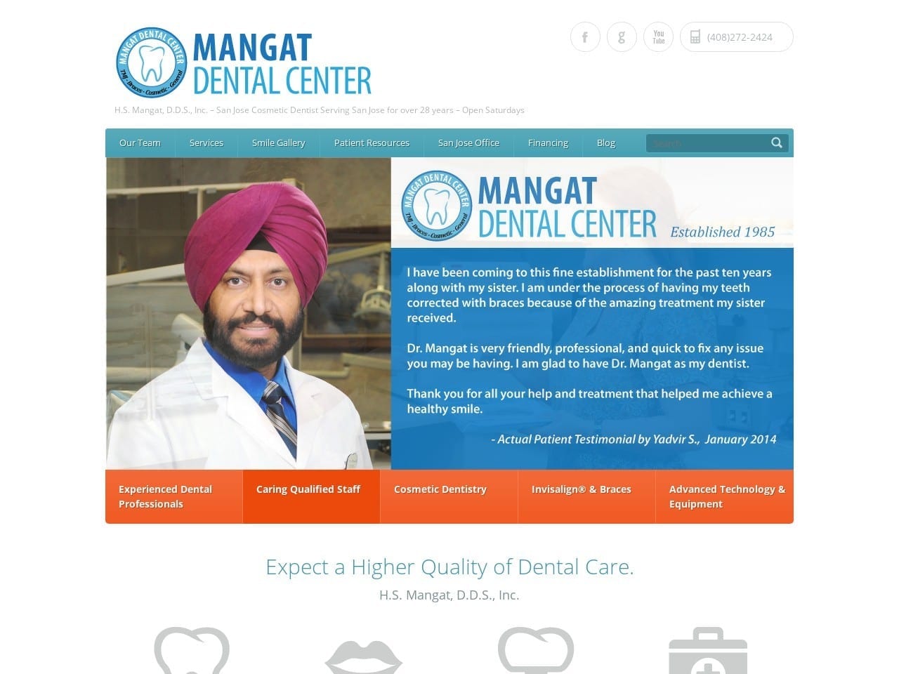 Dr. Hardev S. Mangat Dds Website Screenshot from mangatdental.com