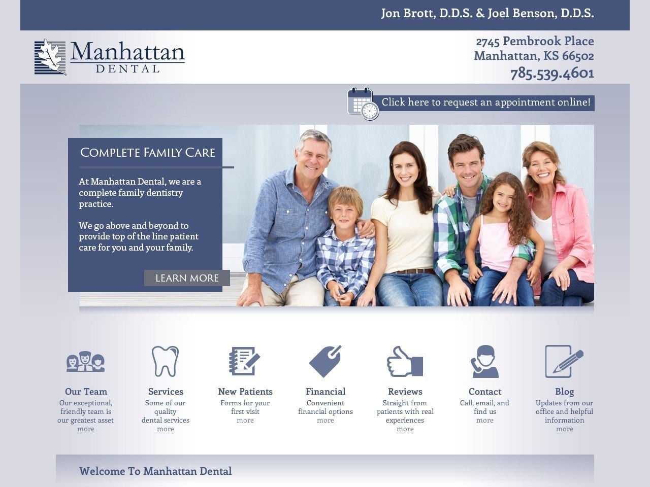 Manhattan Dental Care Website Screenshot from manhattanksdentalcare.com