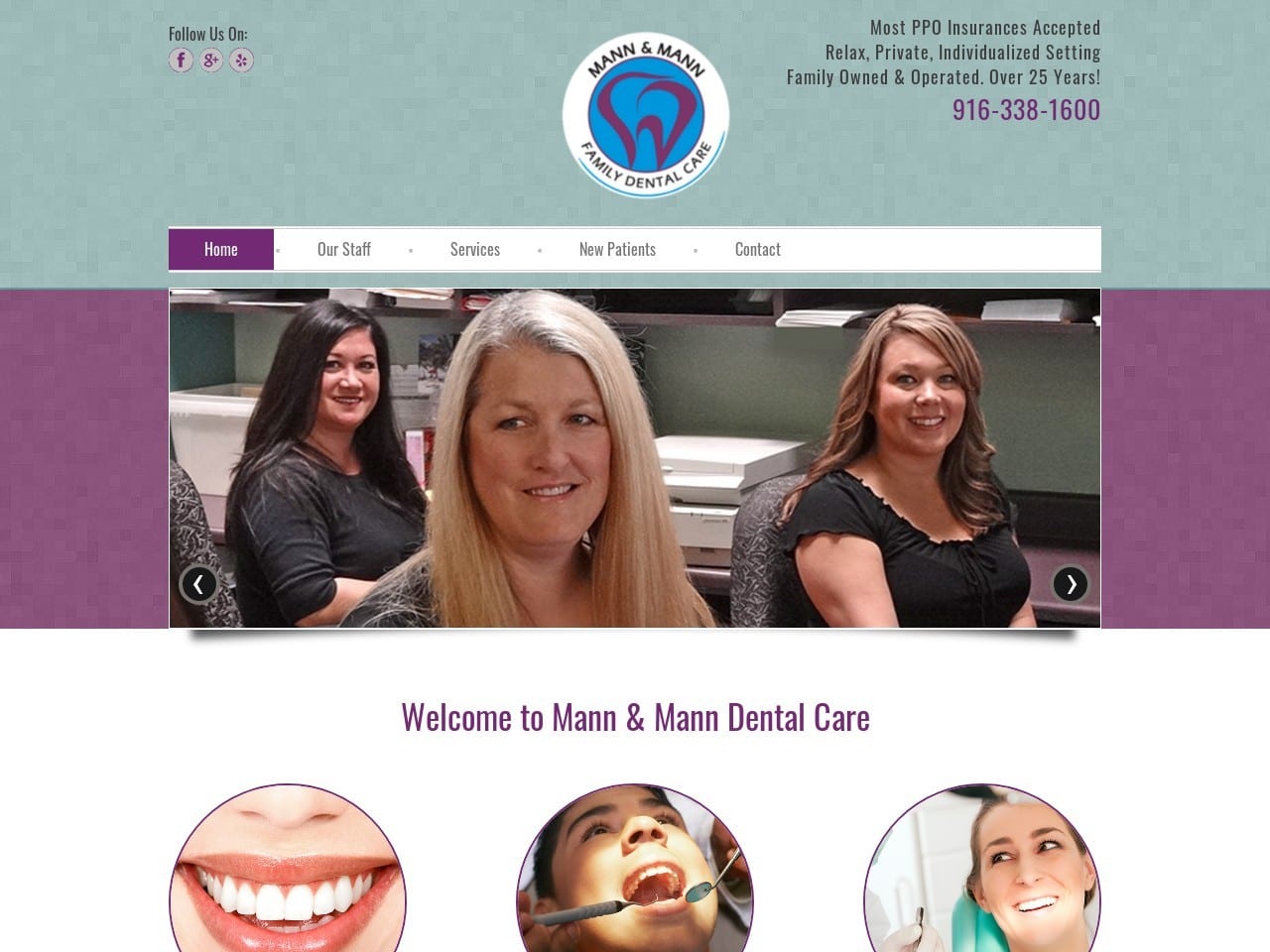 Mann Dentist Website Screenshot from mannandmanndental.com