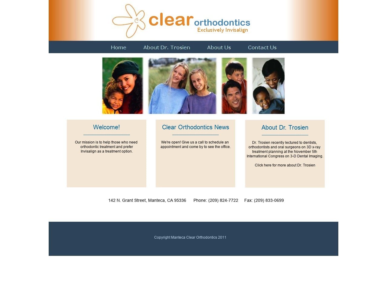 Clear Orthodontics Website Screenshot from mantecaclear.com