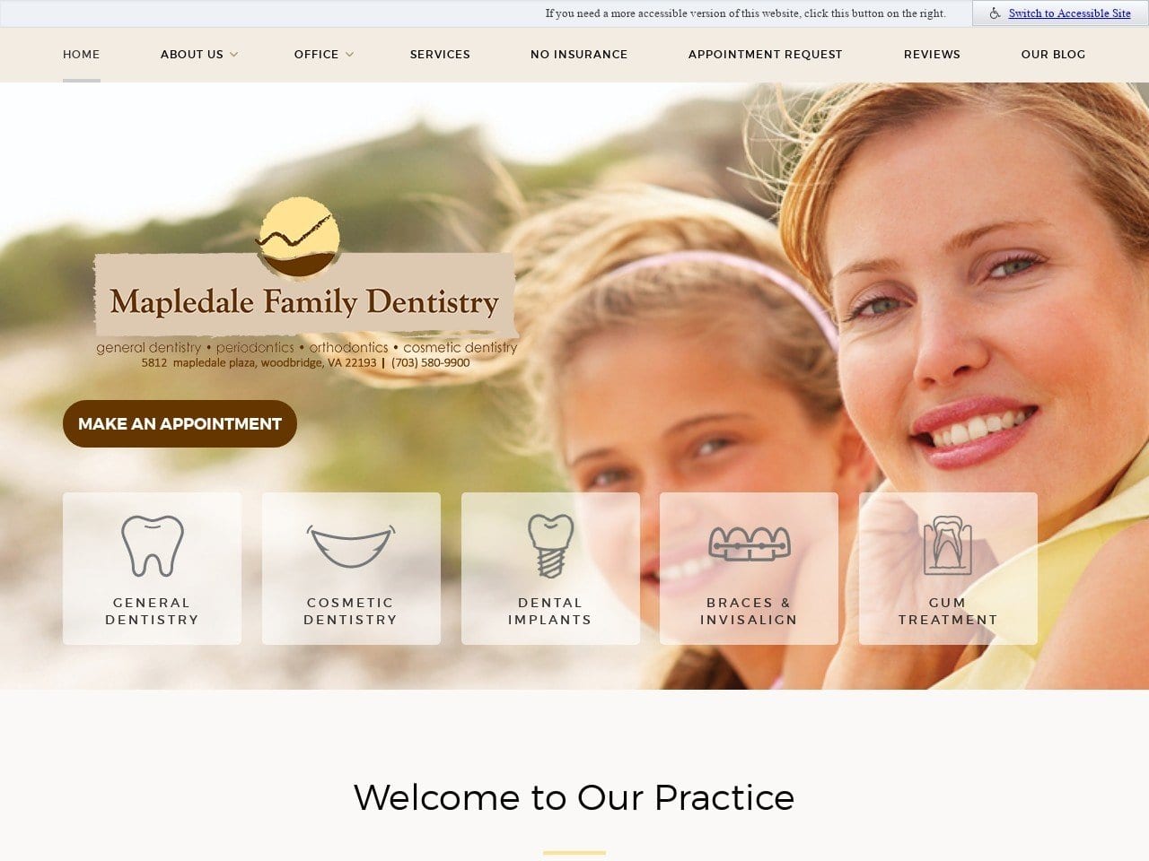 Mapledale Family Dentist Website Screenshot from mapledaledentistry.com