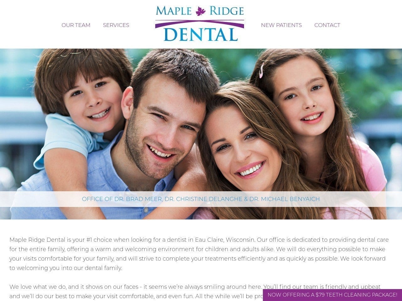 Maple Ridge Dental Website Screenshot from mapleridgedental.com