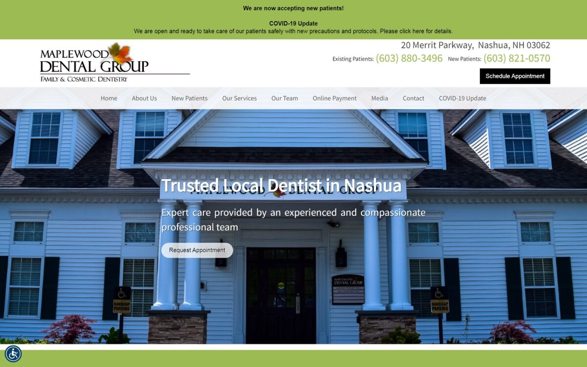 maplewooddentist.net screenshot