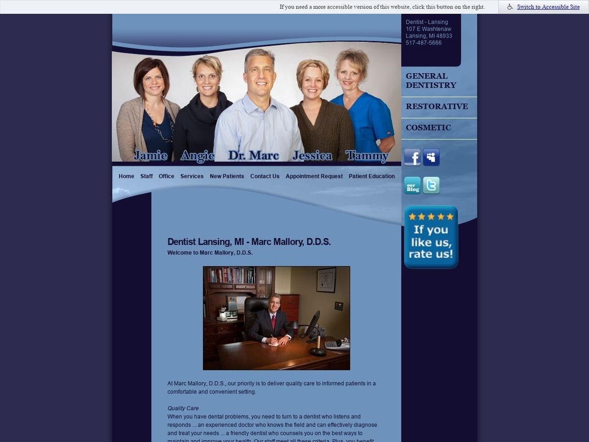 Marc Mallory D.D.S. Website Screenshot from marcmallorydds.com