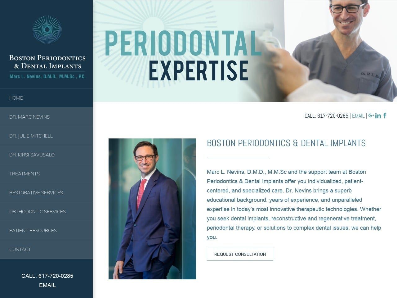 Boston Periodontics Dentist Website Screenshot from marcnevinsdmd.com
