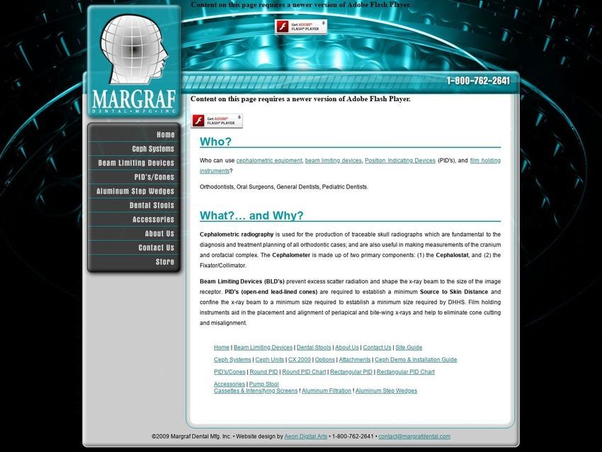 Margraf Dental Manufacturing Inc Website Screenshot from margrafdental.com
