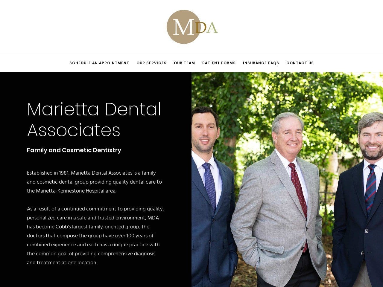 Marietta Dental Associates Website Screenshot from mariettadentalassociates.com