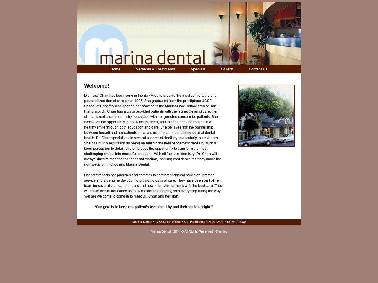 Marina Dental Care Website Screenshot from marinadentalcare.com