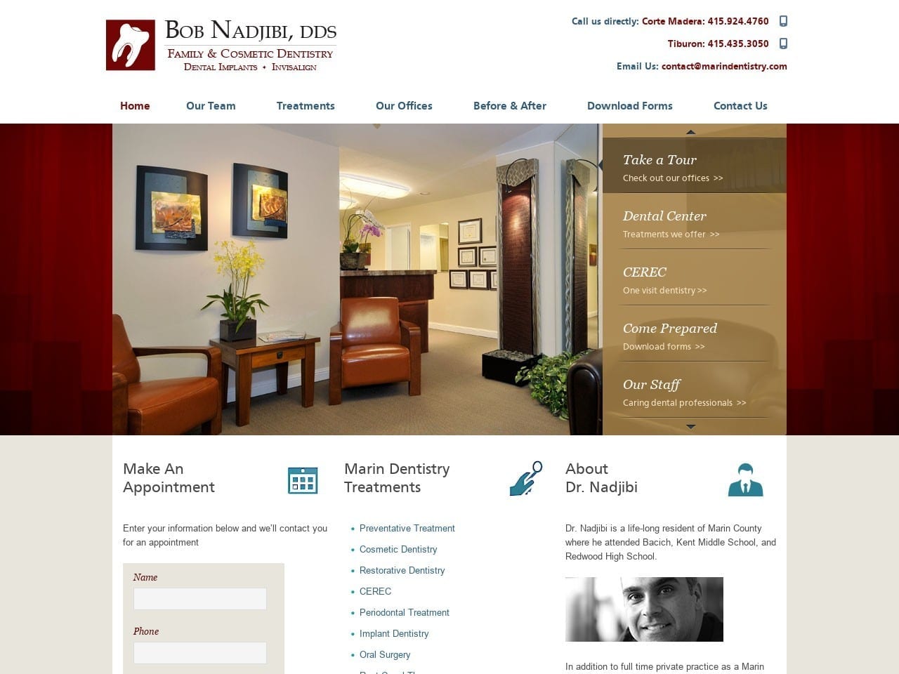 Tiburon Dental Website Screenshot from marindentistry.com