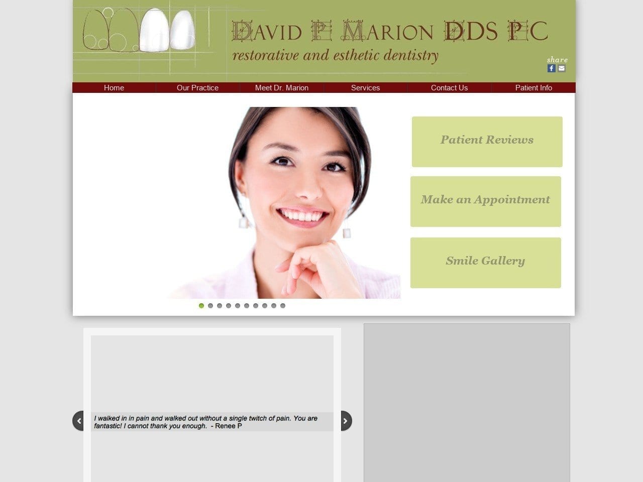 David P Marion DDS P.C. Website Screenshot from mariondentistry.com